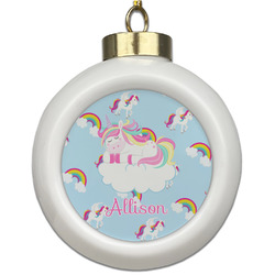 Rainbows and Unicorns Ceramic Ball Ornament (Personalized)