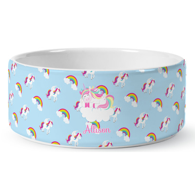 Rainbows and Unicorns Ceramic Dog Bowl (Personalized)