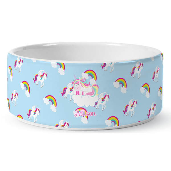 Rainbows and Unicorns Ceramic Dog Bowl - Medium - Front