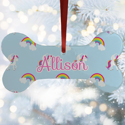 Rainbows and Unicorns Ceramic Dog Ornament w/ Name or Text