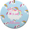 Rainbows and Unicorns Ceramic Flat Ornament - Circle (Front)