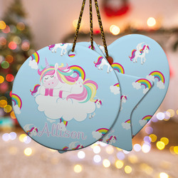 Rainbows and Unicorns Ceramic Ornament w/ Name or Text
