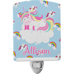 Rainbows and Unicorns Ceramic Night Light w/ Name or Text