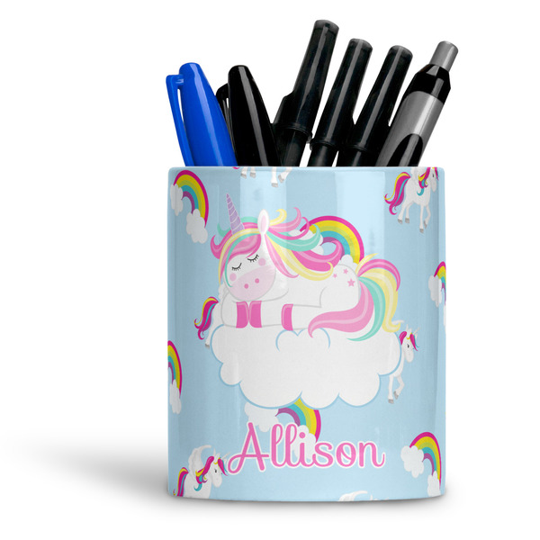 Custom Rainbows and Unicorns Ceramic Pen Holder