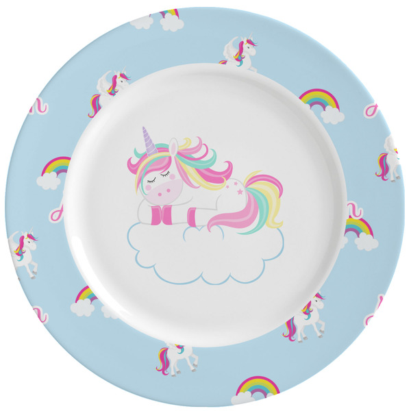 Custom Rainbows and Unicorns Ceramic Dinner Plates (Set of 4) (Personalized)