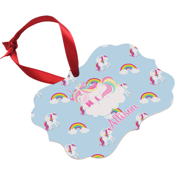Rainbows and Unicorns Christmas Ornament (Angle View)
