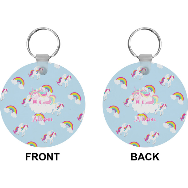 Rainbows and Unicorns Circle Keychain (Front + Back)