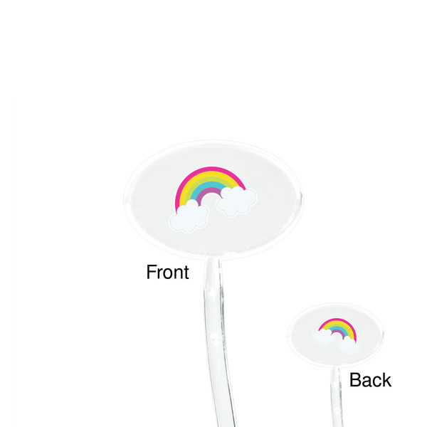 Rainbows and Unicorns Clear Plastic 7" Stir Stick - Oval - Front & Back