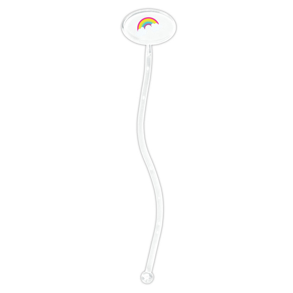 Rainbows and Unicorns Clear Plastic 7" Stir Stick - Oval - Single Stick