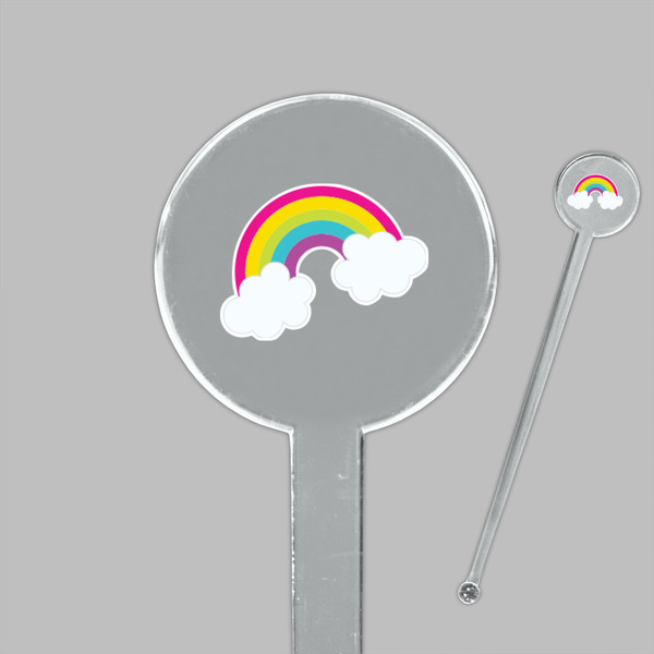 Rainbows and Unicorns Clear Plastic 7" Stir Stick - Round - Closeup