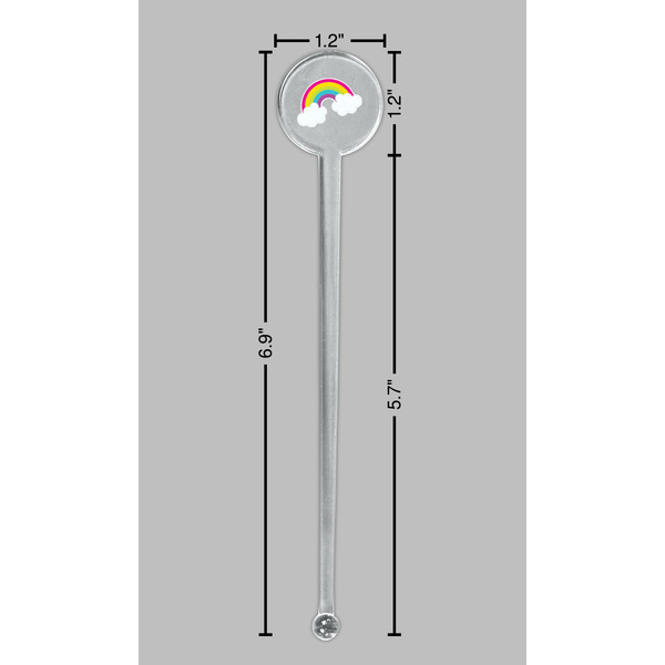 Rainbows and Unicorns Clear Plastic 7" Stir Stick - Round - Dimensions