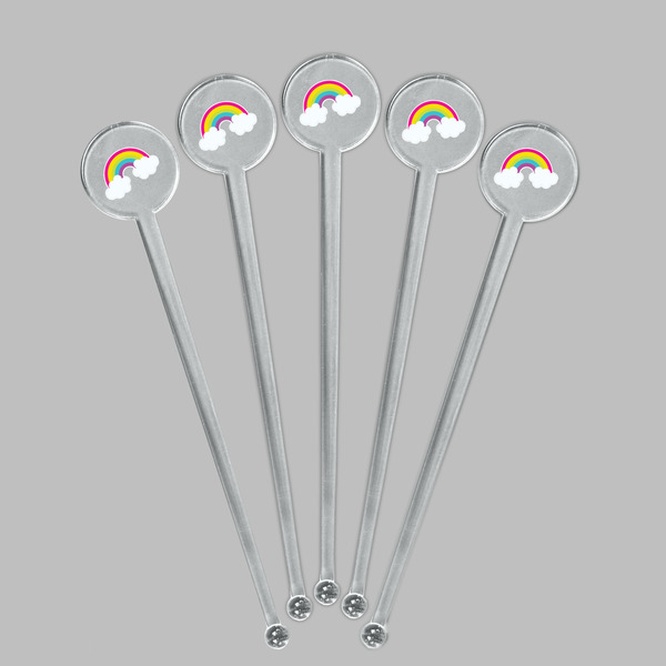 Rainbows and Unicorns Clear Plastic 7" Stir Stick - Round - Fan View