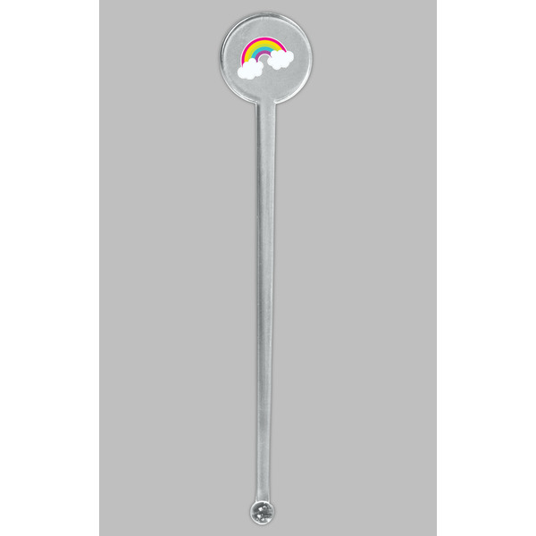 Rainbows and Unicorns Clear Plastic 7" Stir Stick - Round - Single Stick