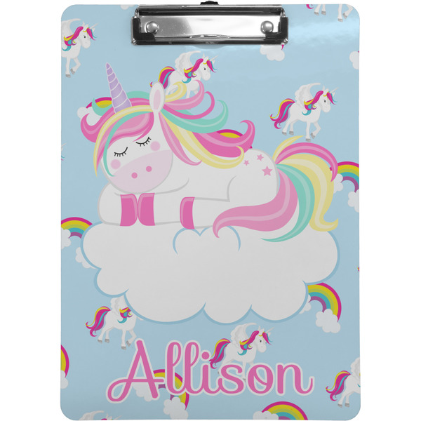 Custom Rainbows and Unicorns Clipboard (Letter Size) w/ Name or Text
