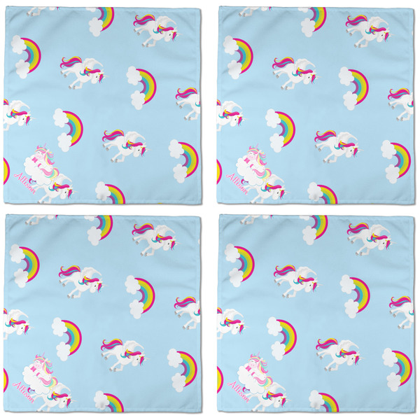 Rainbows and Unicorns Cloth Napkins - Personalized Dinner (APPROVAL) Set of 4
