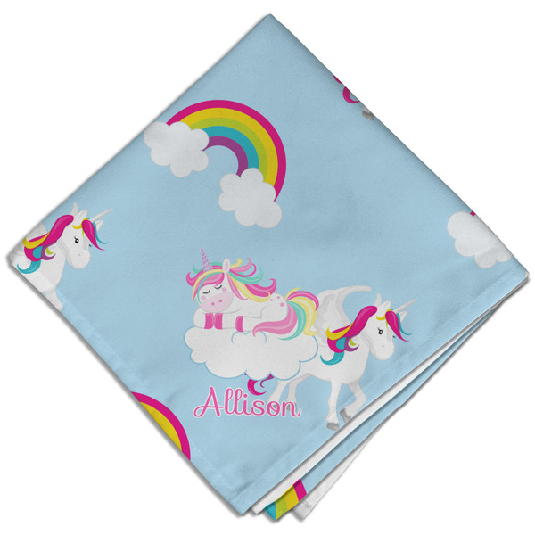 Custom Rainbows and Unicorns Cloth Dinner Napkin - Single w/ Name or Text