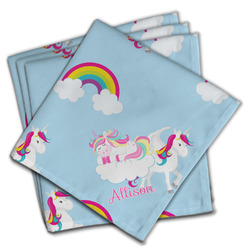 Rainbows and Unicorns Cloth Dinner Napkins - Set of 4 w/ Name or Text
