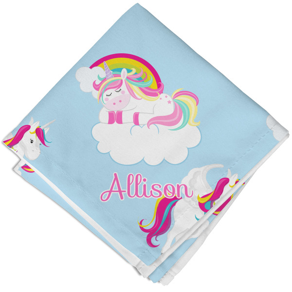 Custom Rainbows and Unicorns Cloth Cocktail Napkin - Single w/ Name or Text