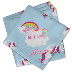 Rainbows and Unicorns Cloth Cocktail Napkins - Set of 4 w/ Name or Text