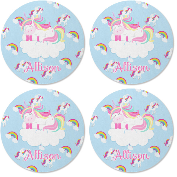 Rainbows and Unicorns Coaster Round Rubber Back - Apvl