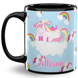 Rainbows and Unicorns 11 Oz Coffee Mug - Black (Personalized)