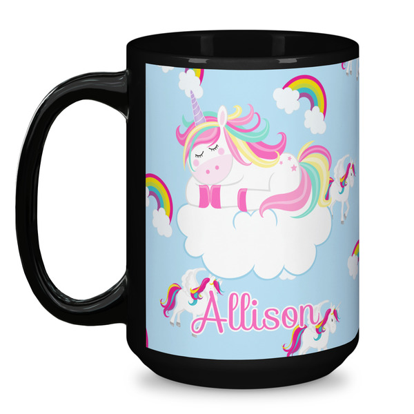 Rainbows and Unicorns Coffee Mug - 15 oz - Black