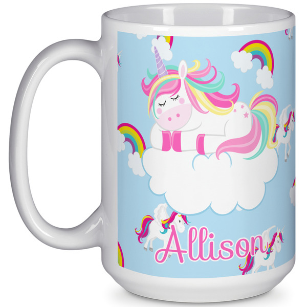 Custom Rainbows and Unicorns 15 Oz Coffee Mug - White (Personalized)