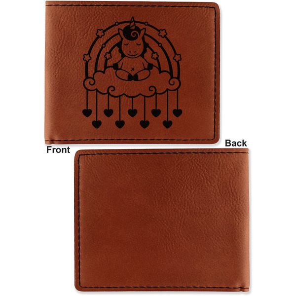 Rainbows and Unicorns Cognac Leatherette Bifold Wallets - Front and Back Single Sided - Apvl