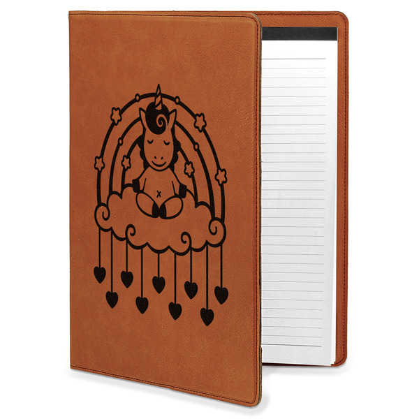 Custom Rainbows and Unicorns Leatherette Portfolio with Notepad - Large - Double Sided (Personalized)