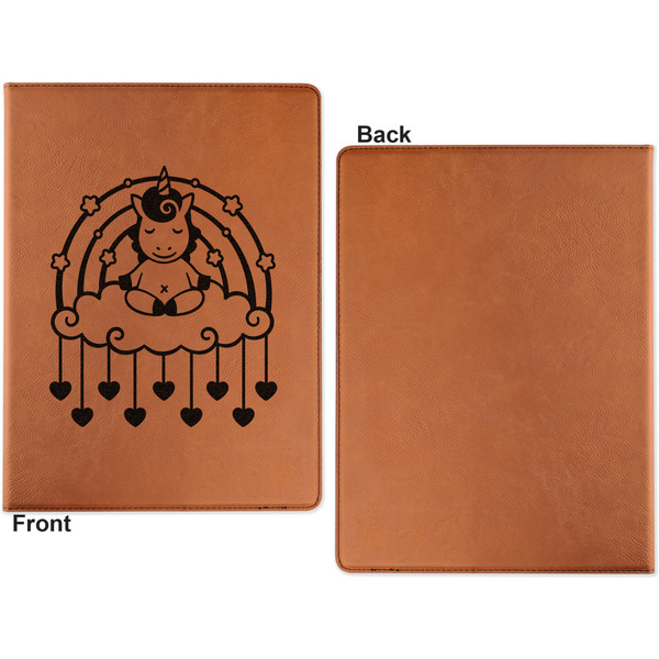 Rainbows and Unicorns Cognac Leatherette Portfolios with Notepad - Small - Single Sided- Apvl