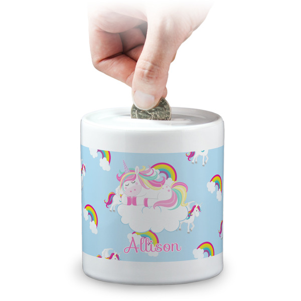 Custom Rainbows and Unicorns Coin Bank (Personalized)