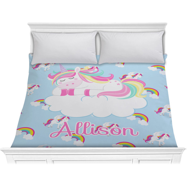 Custom Rainbows and Unicorns Comforter - King w/ Name or Text