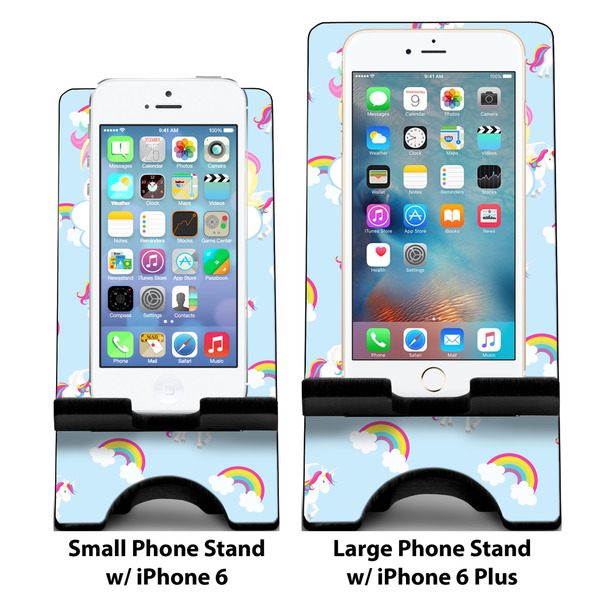 Rainbows and Unicorns Compare Phone Stand Sizes - with iPhones
