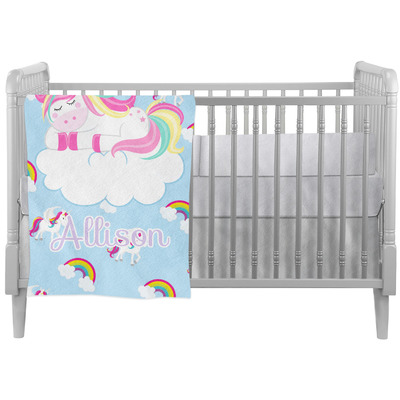 Rainbows and Unicorns Crib Comforter / Quilt w/ Name or Text