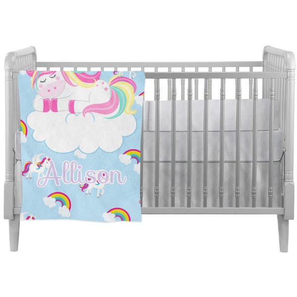 Custom Rainbows and Unicorns Crib Comforter / Quilt w/ Name or Text