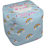 Rainbows and Unicorns Cube Pouf Ottoman - 13" w/ Name or Text