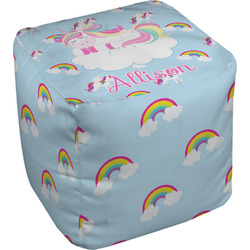 Rainbows and Unicorns Cube Pouf Ottoman - 18" w/ Name or Text