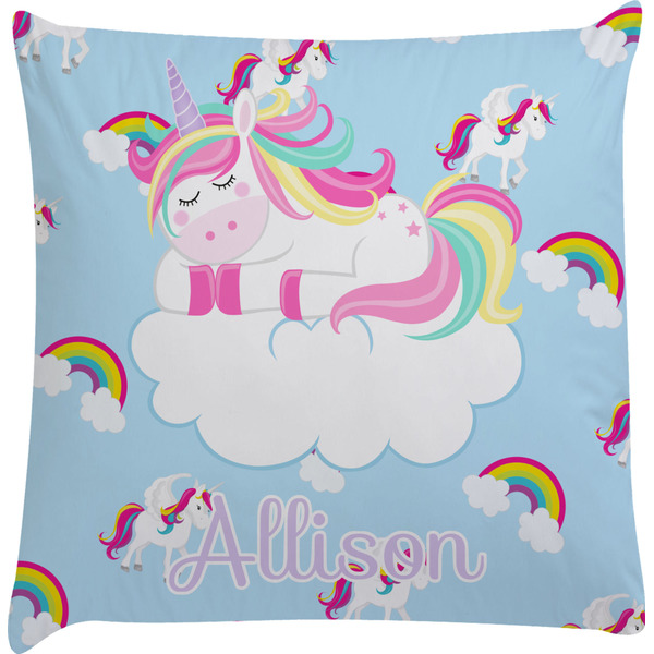 Custom Rainbows and Unicorns Decorative Pillow Case w/ Name or Text
