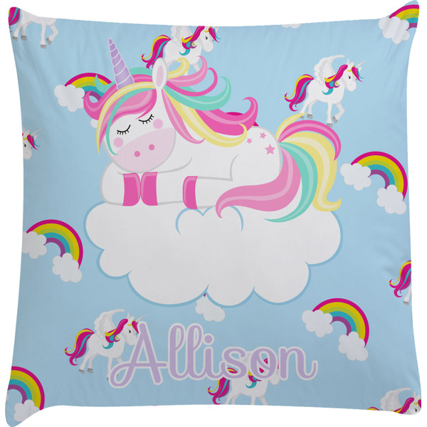 Custom Rainbows and Unicorns Decorative Pillow Case w/ Name or Text