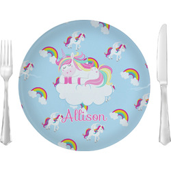 Rainbows and Unicorns 10" Glass Lunch / Dinner Plates - Single or Set (Personalized)
