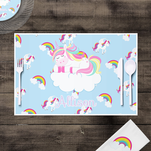 Rainbows and Unicorns Disposable Paper Placemat - In Context