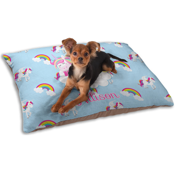 Custom Rainbows and Unicorns Dog Bed - Small w/ Name or Text