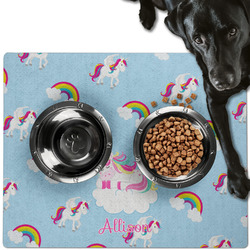 Rainbows and Unicorns Dog Food Mat - Large w/ Name or Text