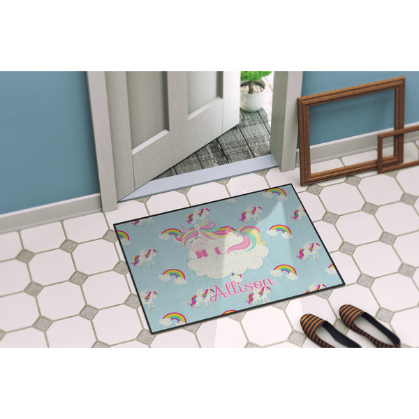 Rainbows and Unicorns Door Mat Lifestyle