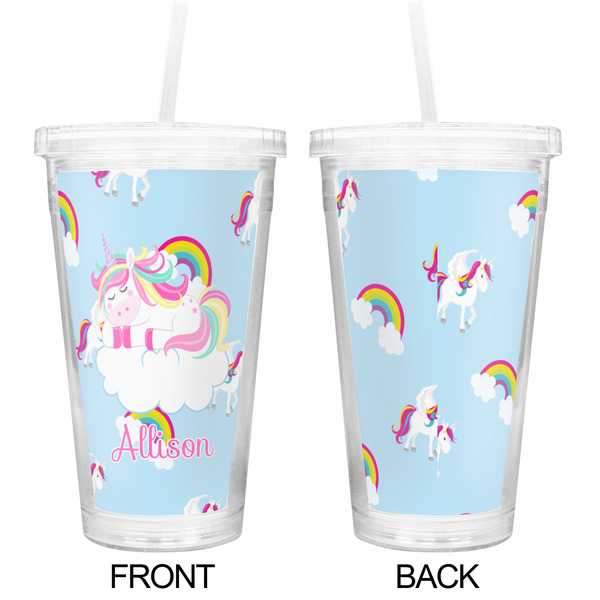 Rainbows and Unicorns Double Wall Tumbler with Straw - Approval