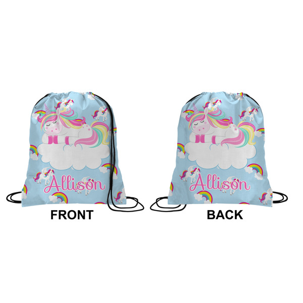 Rainbows and Unicorns Drawstring Backpack Front & Back Small