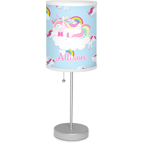 Custom Rainbows and Unicorns 7" Drum Lamp with Shade Linen (Personalized)