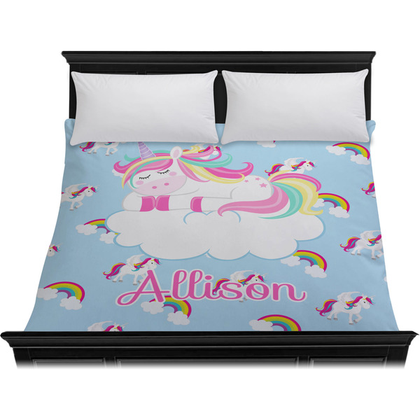 Rainbows and Unicorns Duvet Cover - King - On Bed - No Prop