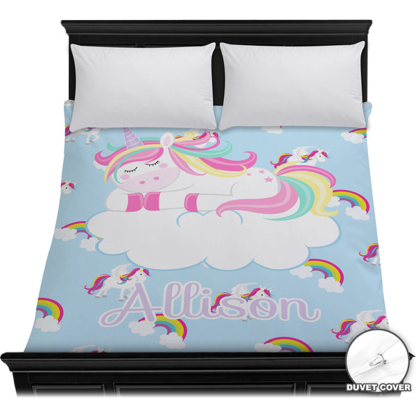 Custom Rainbows and Unicorns Duvet Cover - Full / Queen w/ Name or Text