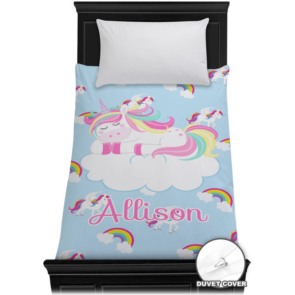 Custom Rainbows and Unicorns Duvet Cover - Twin w/ Name or Text